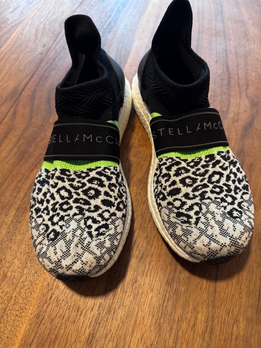 Adidas Stella McCartney UltraBoost 3D Knit Leopard Solar Green Shoes EUC 8.5 Wm